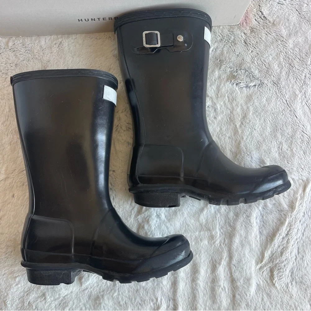 Hunter Glossy Black Boots Little Girl Size 13B - Picture 7 of 13